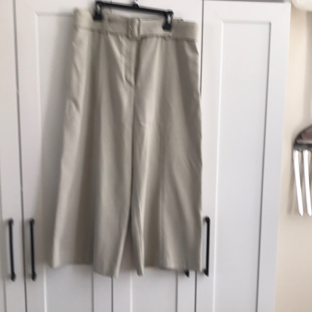 Belted A-Line Midi Skirt in Light Beige